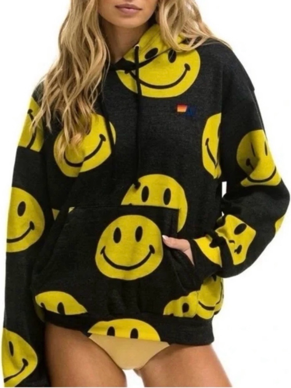 Aviator nation Black Smiley Face Hoodie